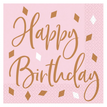 Servietten "Happy Birthday" roségold